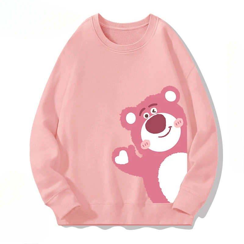 

American style Strawberry Bear Cartoon Printing Boys and girls round neck pullover Autumn and Winter Childrens clothing pullover