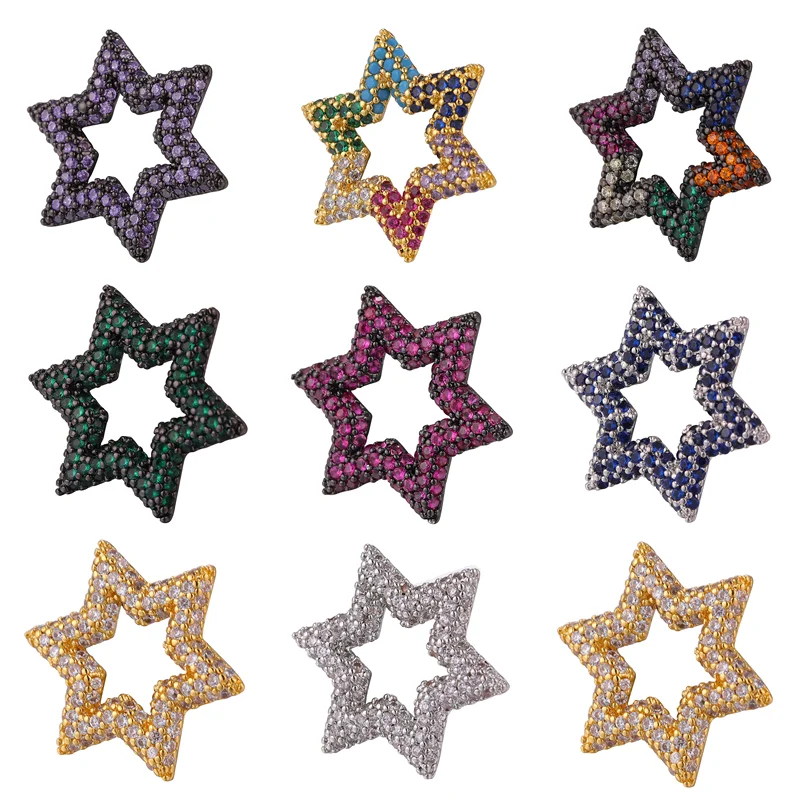 Juya Handmade Decorations Rainbow Cubic Zirconia Lover Heart Star Of David Oval Charms For DIY Needlework Pendant Jewelry Making