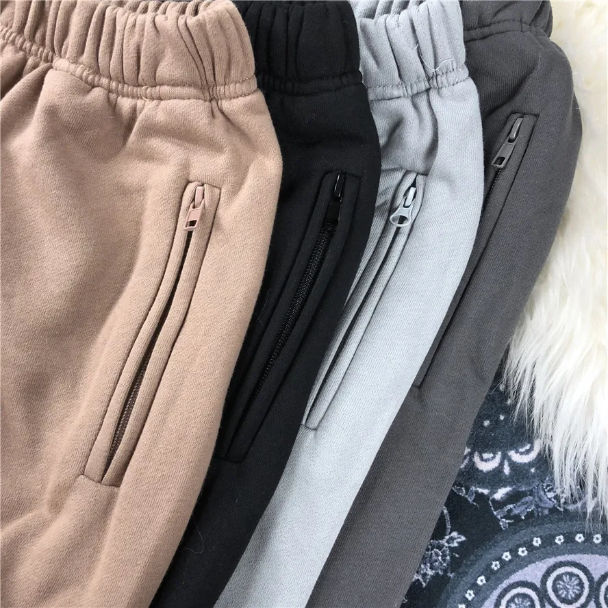 2022 Season 6 Pants Kanye West Blank Pants Men Women High Quality Zipper Pocket Hip Hop Ye Sweatpants Terry Cotton Trousers