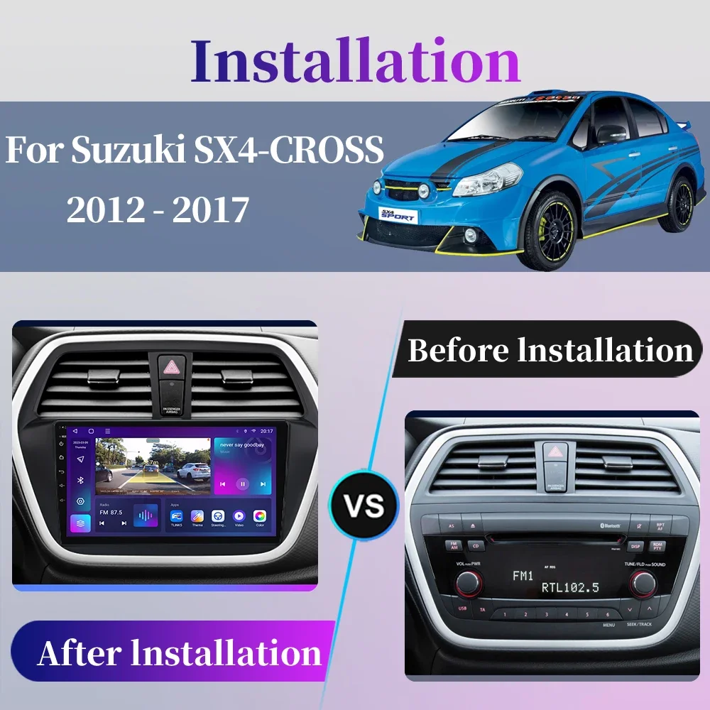 For Suzuki SX4 2 S-Cross 2012 - 2016 Android Car Radio Multimedia Player Navigation GPS Carplay QLED Touch Screen Auto Stereo 8G