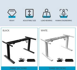 【EU】Adjustable Standing Desk Electric Lifting Table Dual Motors 2/3-Stages Electric Standing Frame Desk Stand for Office Study