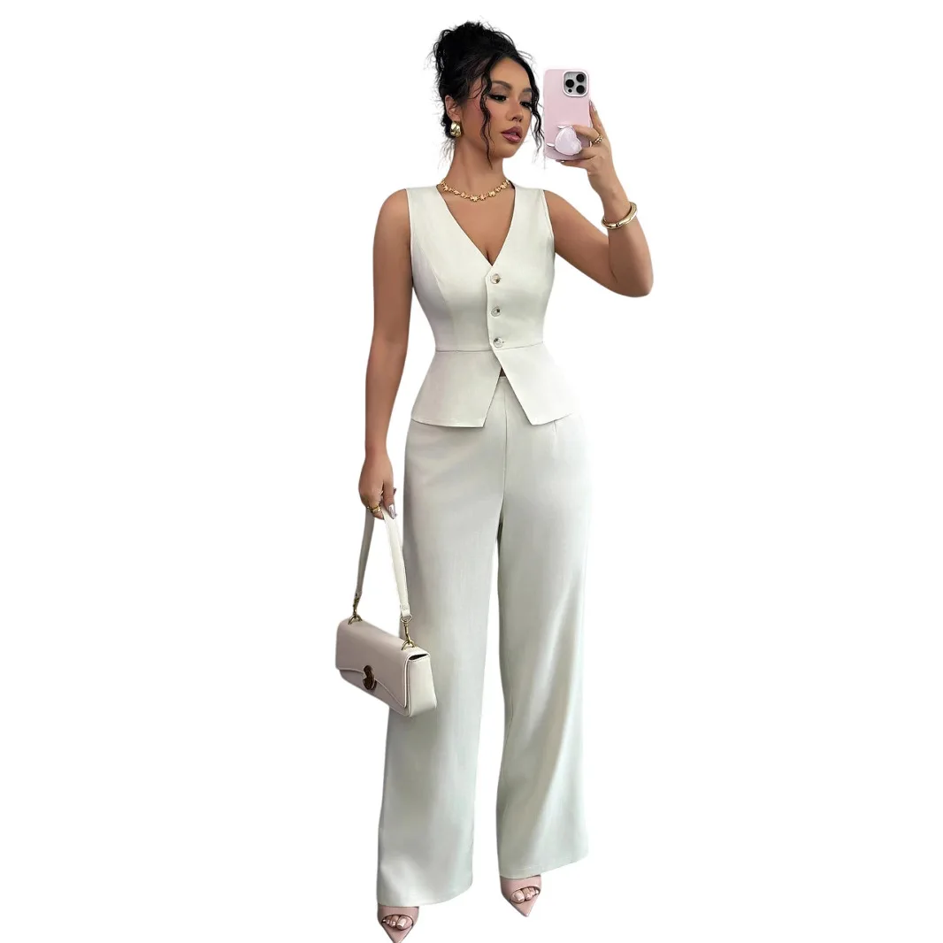Women Sleeveless V Neck Blazer Vest Elegant Tailored Waistcoat Office Business Casual Suit Top Old Money Style