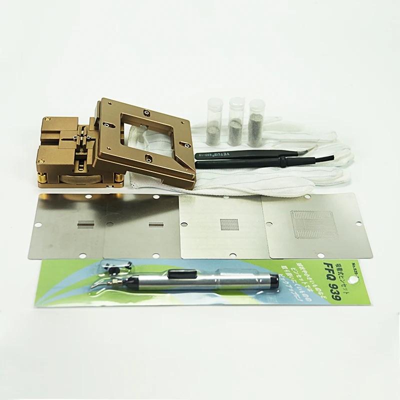 80/90 MILLIMETRI Universale di Tipo Rotante Reballing Jig 4 pz Stencil PS4 Kit Sfera di Saldatura ESD Anti-Slip Pinzette Pennello Penna di Aspirazione A Vuoto