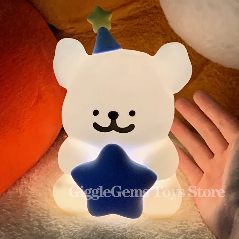 Anime Line Puppy Night Light Anime Figures Night Light Collection Ornaments Pat Light Desk Night Lamp Cute Bedroom Decor