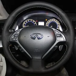 DIY Hand Sewing Steering Wheel Cover for Infiniti G25 G37 EX25 EX35 EX37 NAPPA Car Genuine Leather Interior Accessories