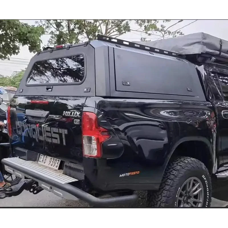 กระบะเหล็ก Tri-ton 4x4 สีดำ สำหรับรถยนต์ VIGO / Hilux Revo แบบมีหลังคาแข็ง