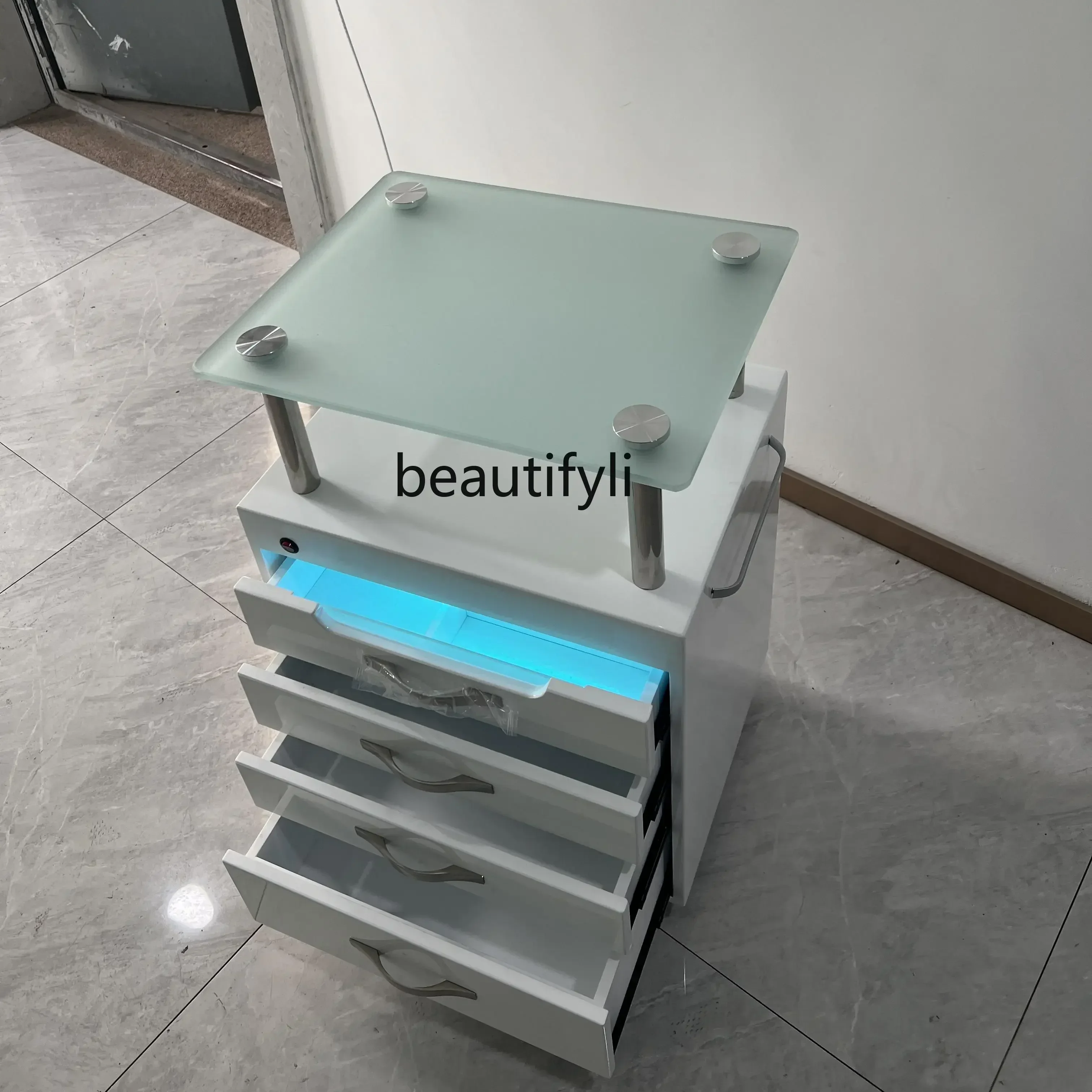 

YH Disinfection cabinet Tool storage trolley Hand and foot care Manicure with lamp mirror Operating table