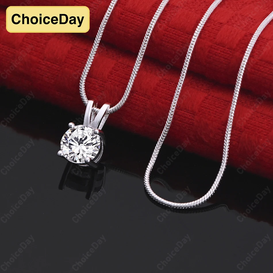 

ChoiceDay Fashion 925 Sterling Silver Exquisite Zirconia Pendant Necklace Women's Accessories Gift Jewelry Party Ornaments