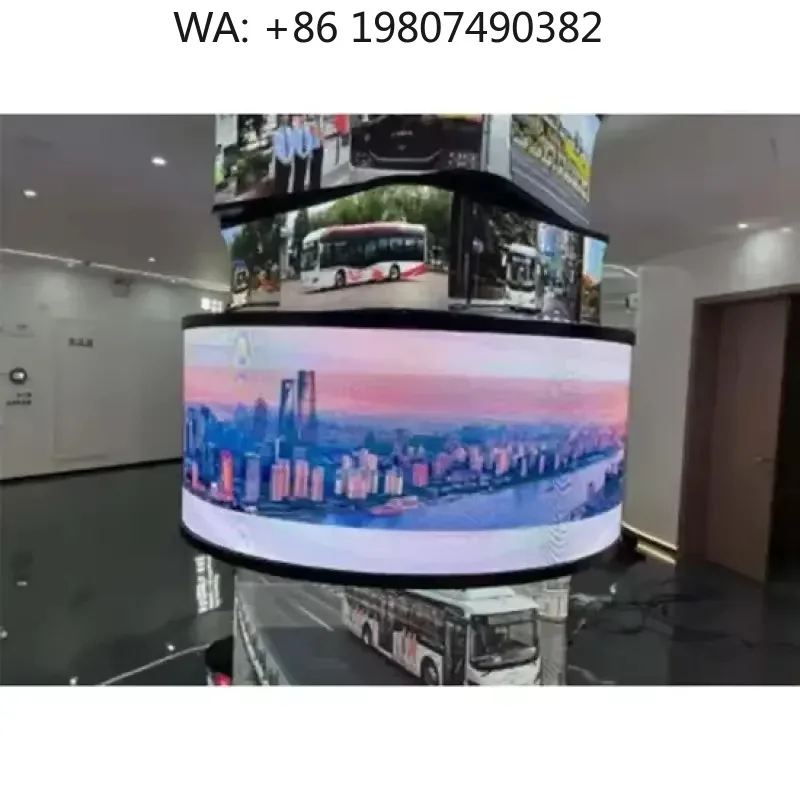 P2.5 Flexible LED Display Sign, Round Curved Column Shape, Decorative Screen for Indoor Mall and Office Decoration