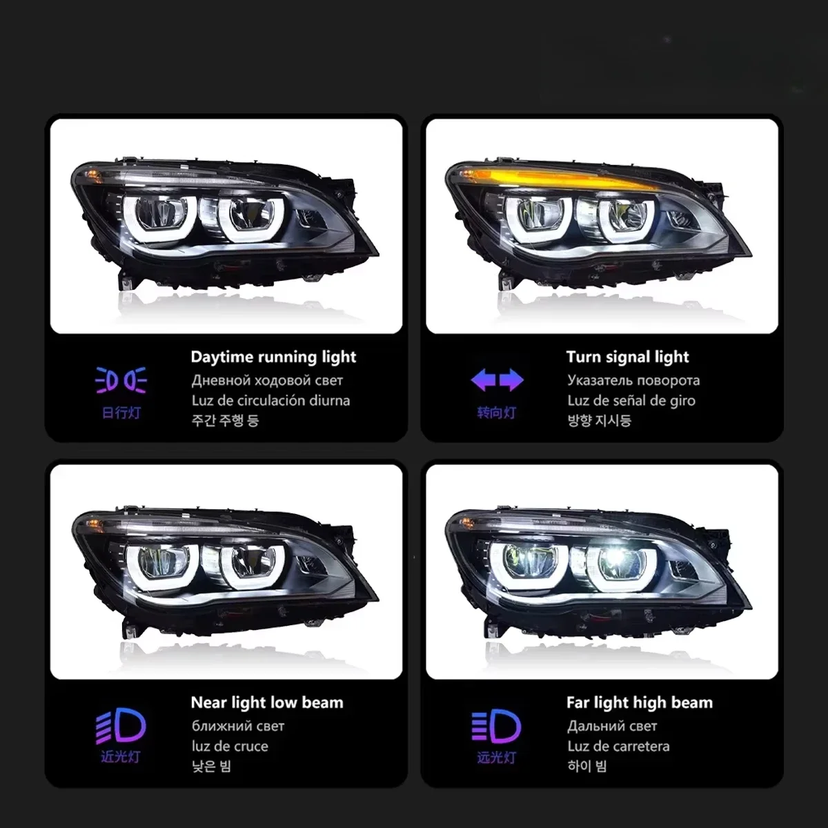Series F01 F02 2009-2015 Automotive Headlights with Light Emitting Diode Daytime Running Lights Dynamic Steering Signals