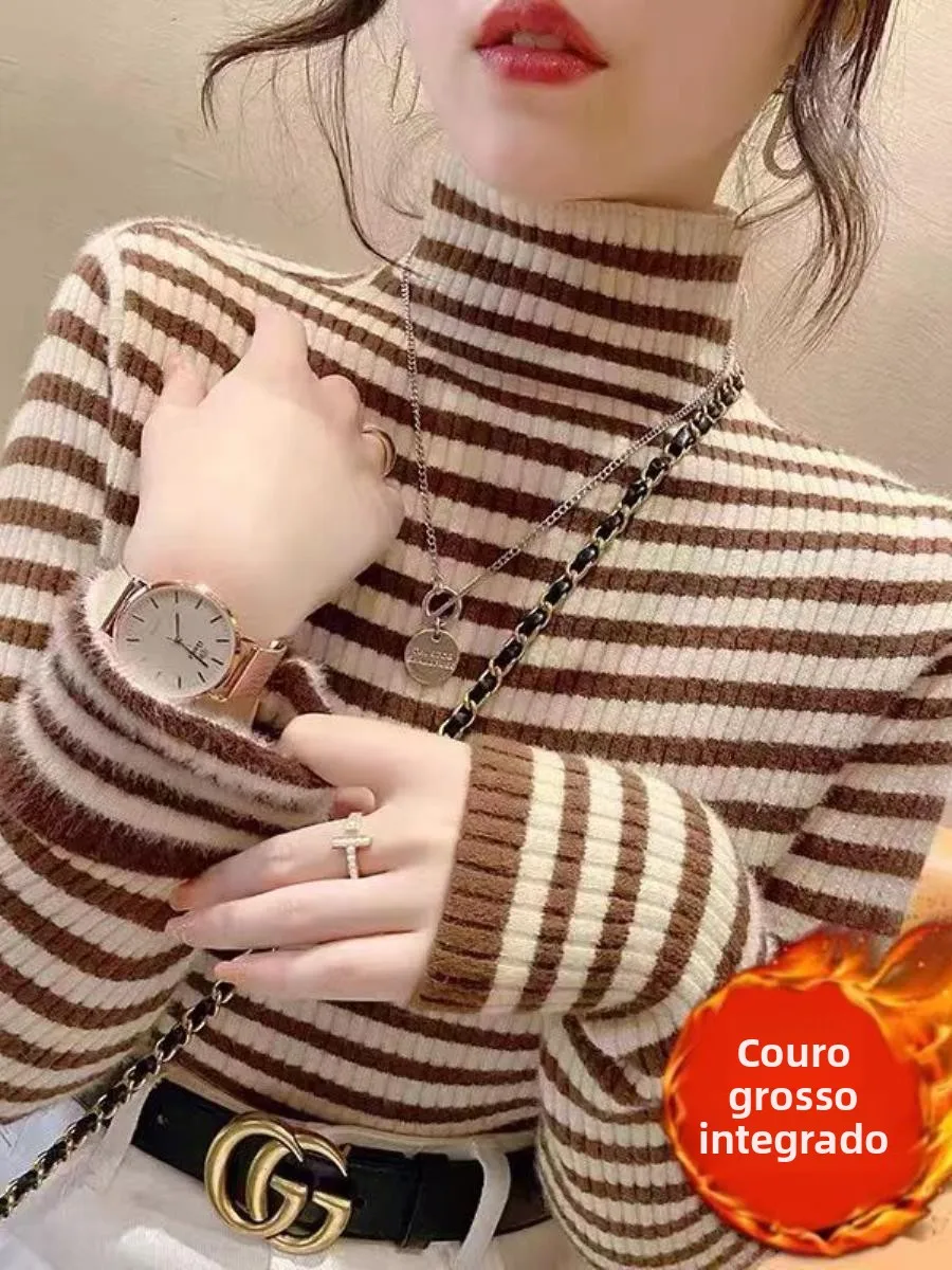 thiened-fce-f-high-collar-knitted-sweater-women's-busin-sle-winter-new-arrival-striped-versatile-fce-lined-fa