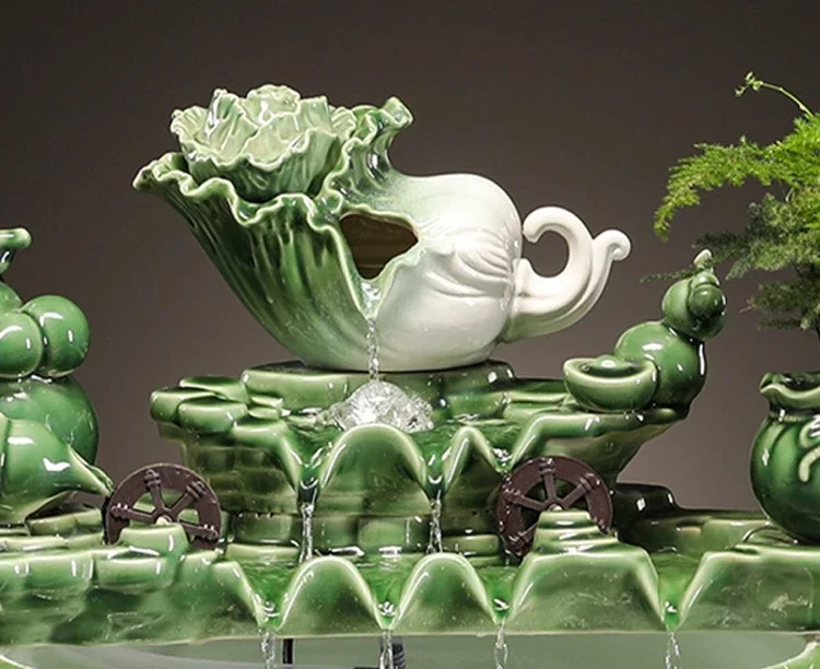 With ceramic fish tank, automatic circulating water, fish basin oxygenation, indoor fountain to create a scene
