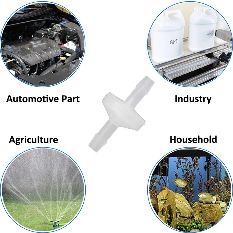 8 Chiếc 1/4Inch Kiểm Tra Van 6Mm PVDF Một Cách Van Nội Tuyến Kiểm Tra Van Không Trở Về Kiểm Tra van Cho Khí Nhiên Liệu Không Khí Lỏng