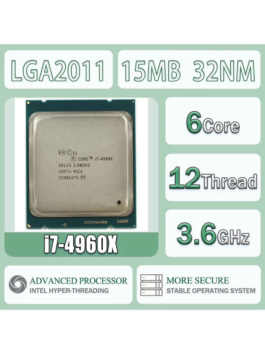 Intel Core I7-4960X 3,6 GHz 6 kernen 12 draden 15 MB 32NM I7 4960X Computer CPU-processor Serveerpakket LGA2011 - afbeelding 2