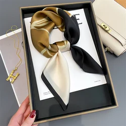 Print 100% Silk Square Scarf Women Hendband Luxury Brand High Quality Hijab Shawl Design Wrap Foulard 2023 Hand Wirst Bandana