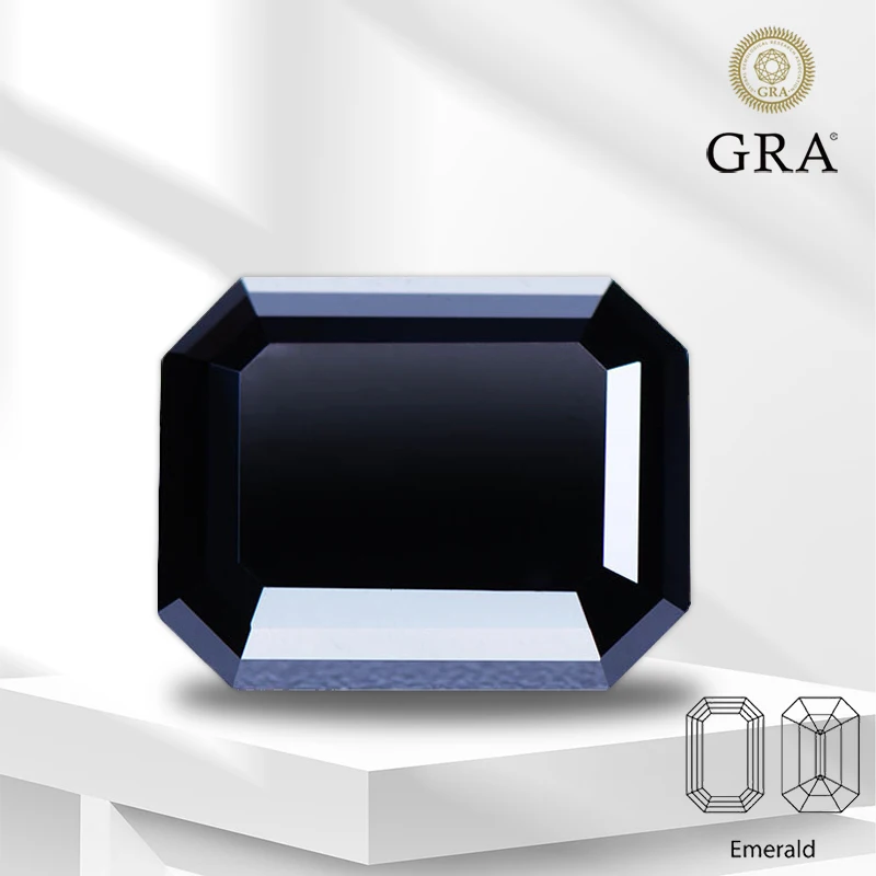 

Moissanite Gemstone Emerald Cut Black Color Lab Grown Diamond for DIY Women Jewelry Rings Earrings Making with GRA Certificate