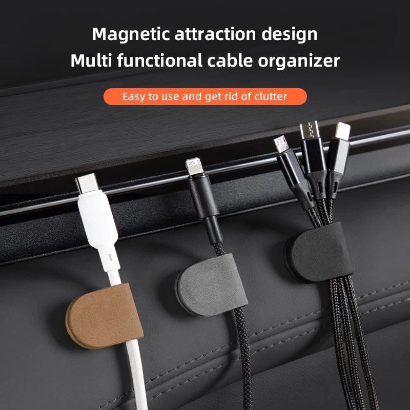 Magnetic Cable Wire Organizer Lightning Micro USB Management Car Gadget For Nissan Qashqai Versa Leaf Sentra X-trail Juke Note