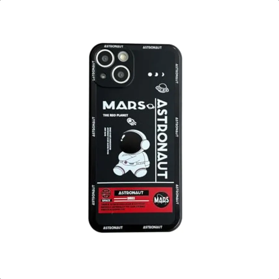 

Compatible with iPhone 15 Cute Case Cool Cartoon Astronaut Space Mars Rocket Design Stylish Bumper Soft TPU Rubber Protective A