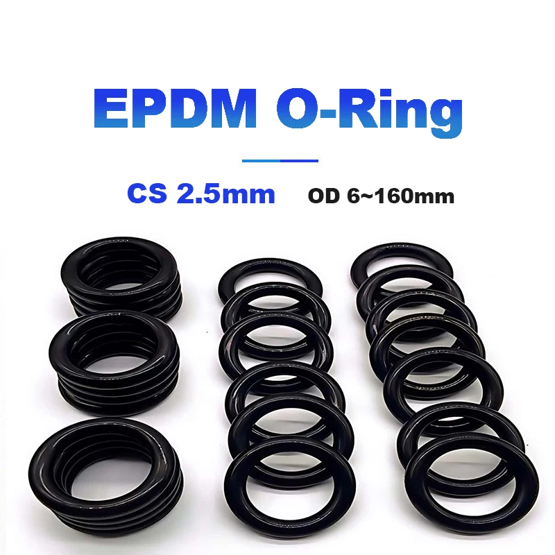 1~10Pcs CS 2.5mm EPDM O-Ring Sealing Gasket OD 6-160mm Rubber Washer Ring Exhaust Installation Rubber Insulator Grommet Black