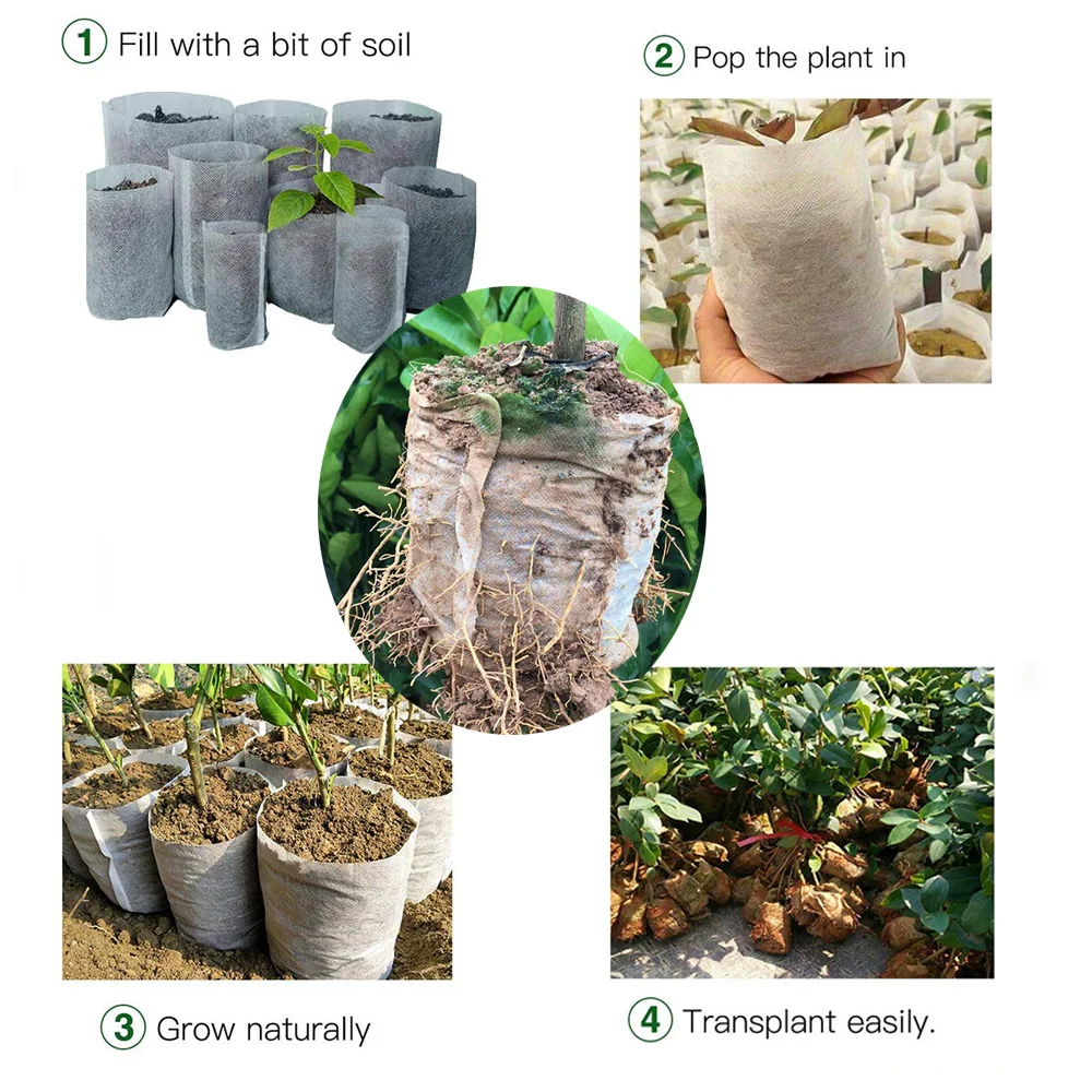 100pcs 8*10cm Garden Tools Non-woven Nursery Plant Grow Bag Fabric Pots Biodegradable Eco-Friendly Planting Bags A4