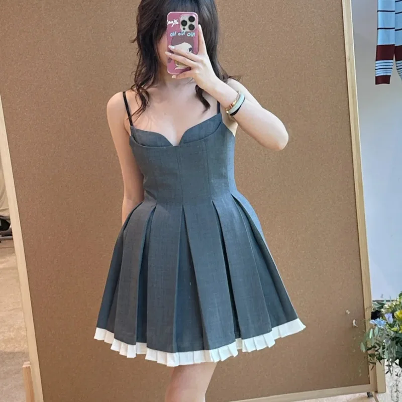 2025 outono inverno nova moda sem mangas plissado envoltório cintura cinta vestido para mulher