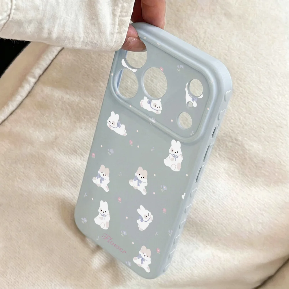 

Light Blue Bow Bunny Large Window Phone Case for Apple iPhone 17 16 15 14 13 ProMax 17 Pro Cases anti-fingerprint scratch-proof