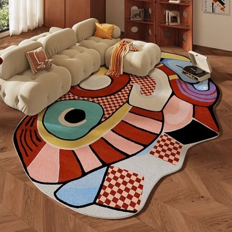 Special-shape Living Room Carpet Colorful Dopamine Irregular Sofa Coffee Table Floor Mat Cute Children's Decoration Plush Rug 러그