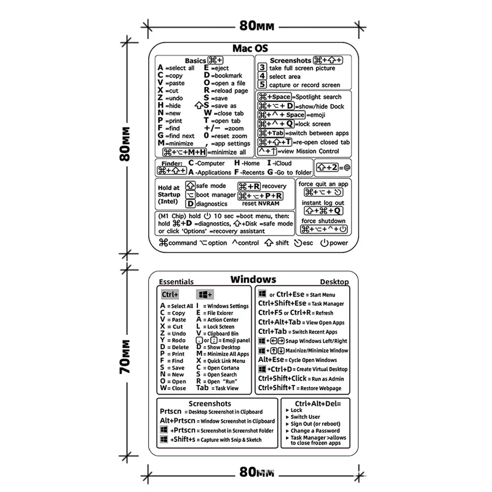 1PC Windows PC Referentie Sneltoets Sticker Lijm voor PC Laptop Desktop
