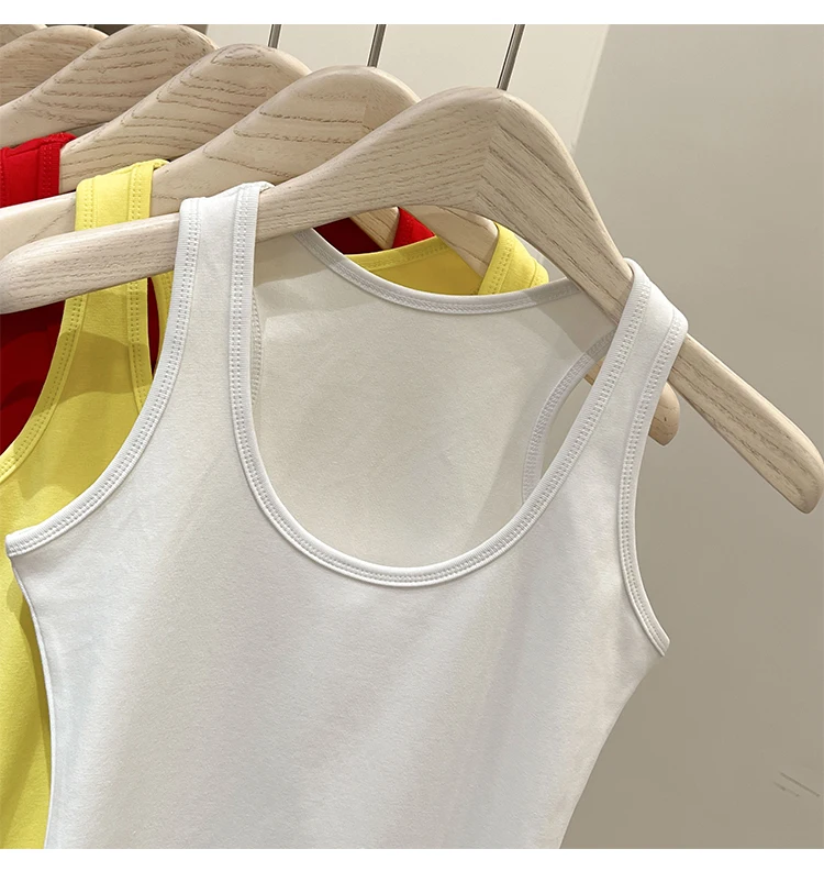 Zjaiss Damen Tanktop Einfarbiges Camisole 2026 Sommer Neu Minimalistisch Vielseitiges Ärmelloses Oberteil für Innen- und Außenbekleidung – Detail 7