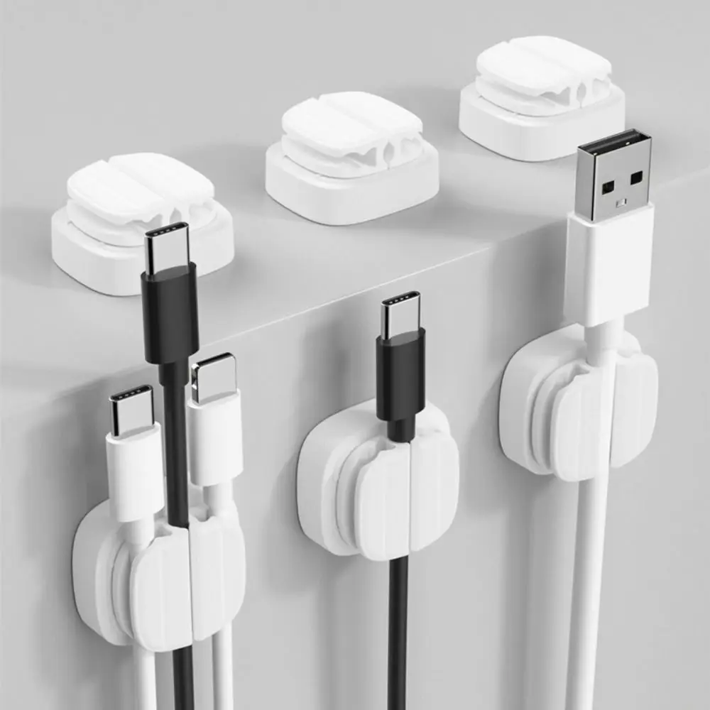 1/3Pcs Multifunctional Self-adhesive Cable Organizer 3 Slots Desktop Cable Holder Organizer Tidy Management USB Data Wire Winder