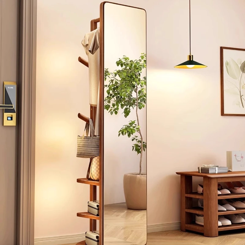 

Full-length mirror Floor-to-ceiling mirror Household coat rack Integrated full-length mirror Rotatable mobile girls' bedroom