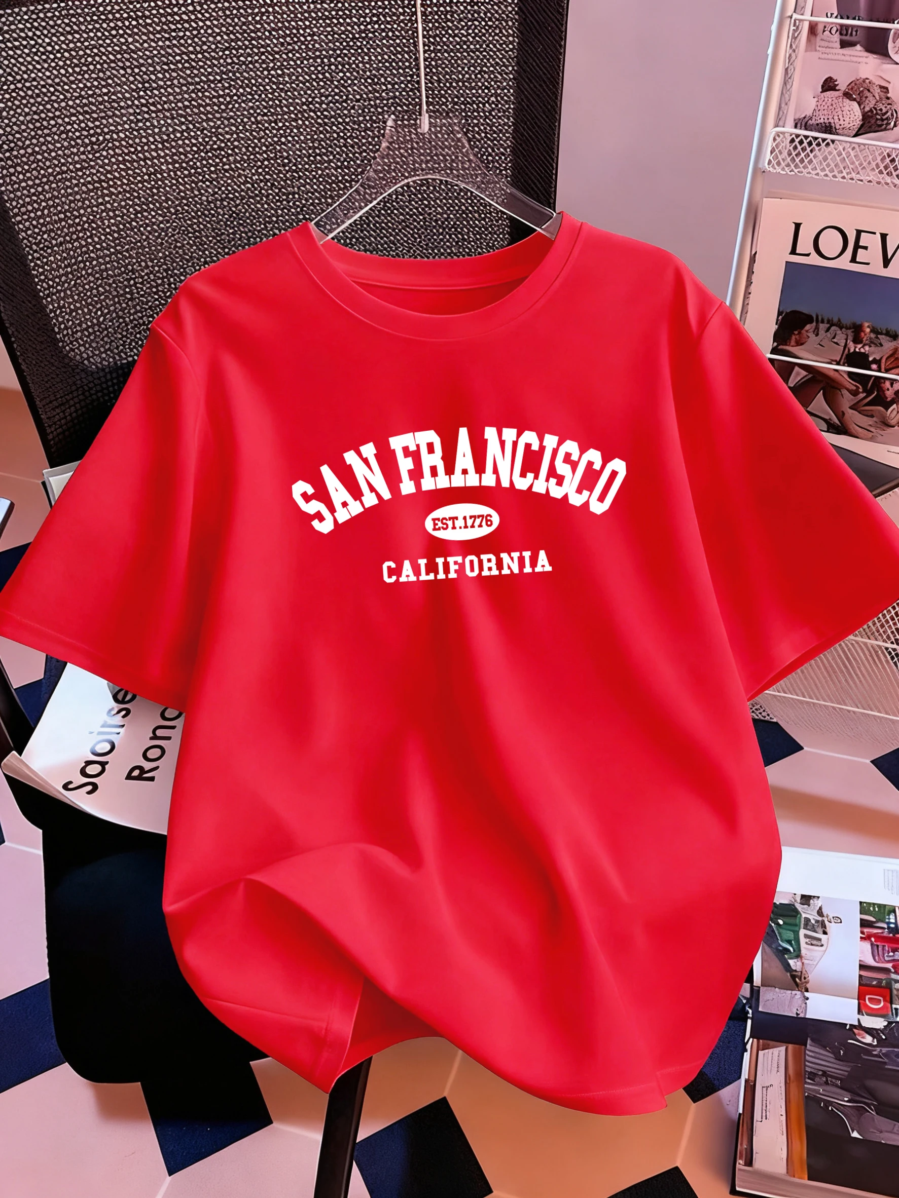 San Francisco Est.1776 California Brief Drucken Frauen T-Shirt Casual Sommer T Shirts Oversize Streetwear Baumwolle Hip Hop Tops
