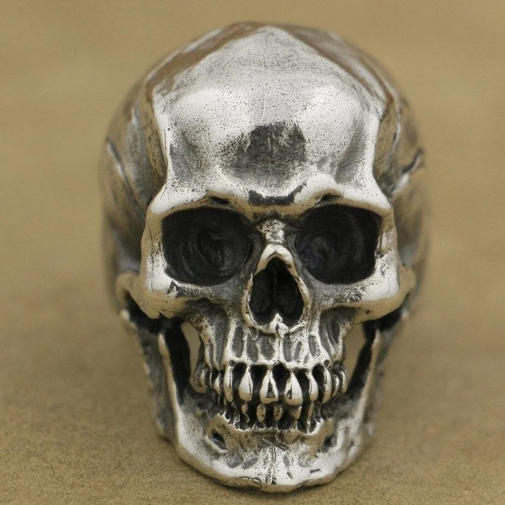 

Retro Skull Skull Halloween Party Funny Silver Alloy Ring Durable Costume Ring Accessory For Men Women