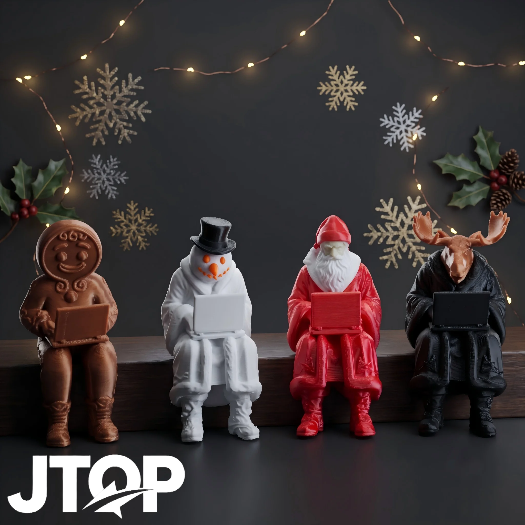 Humorous Christmas Office Worker Figurine Set, Santa, Snowman, Gingerbread Man & Reindeer Craft Models, Office Desk & Window Home Decor, Festive Collectible Figurines, Niche Creative Ornaments, Novelty Christmas Gift, Holiday Themed Sculpture