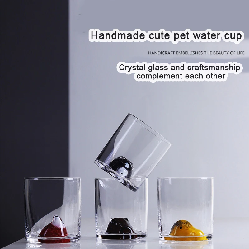 (Can Engrave Logo) Hand-blown Childlike 460ML Water Cup, Breakfast Cup, Household Tea Cup, Whiskey Glass, Milk  Coffee Cup