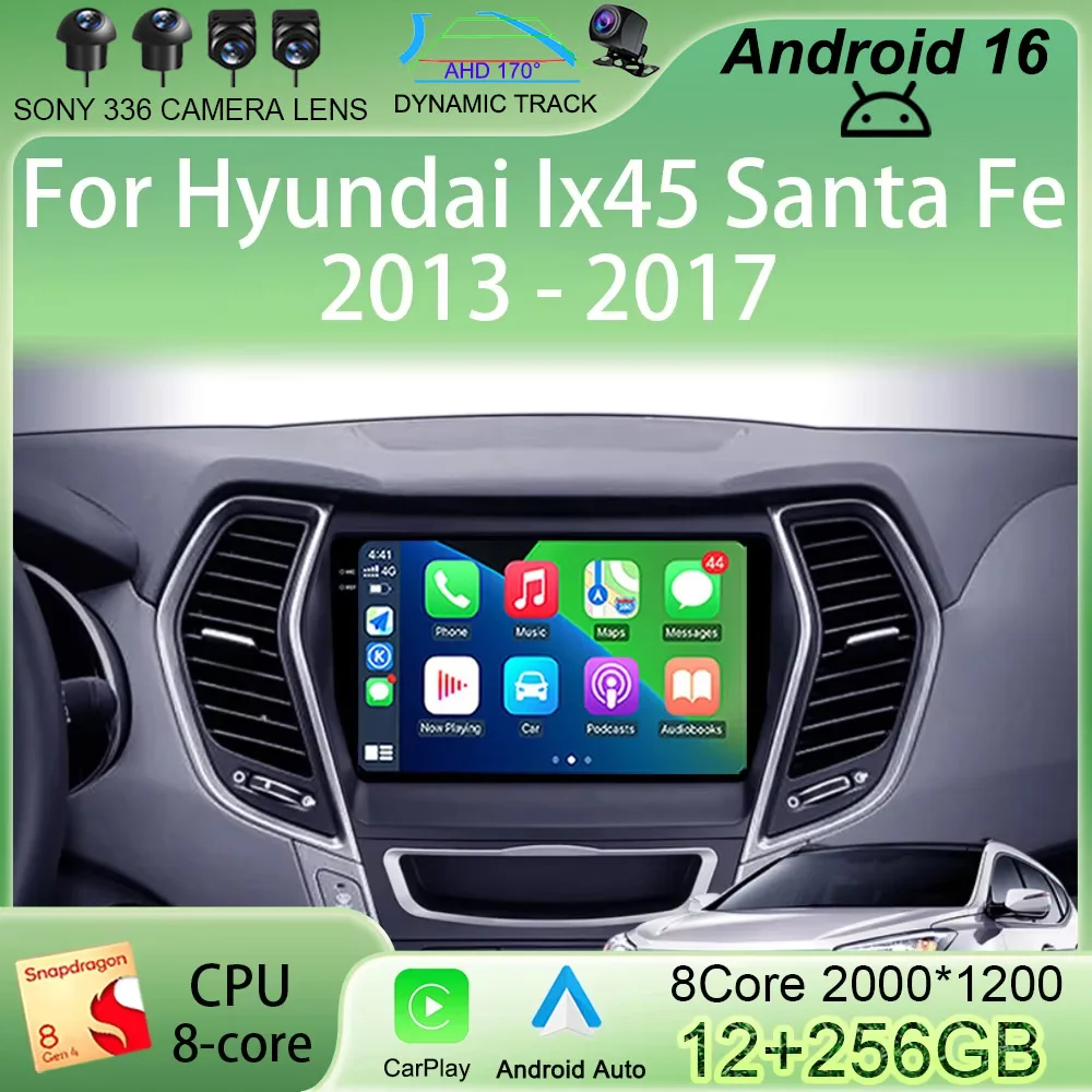 Android 16 For Hyundai Ix45 Santa Fe 2013 2014 2015 2016 2017 Car Radio GPS Carplay Multimedia Player Navigation Stereo Auto DSP
