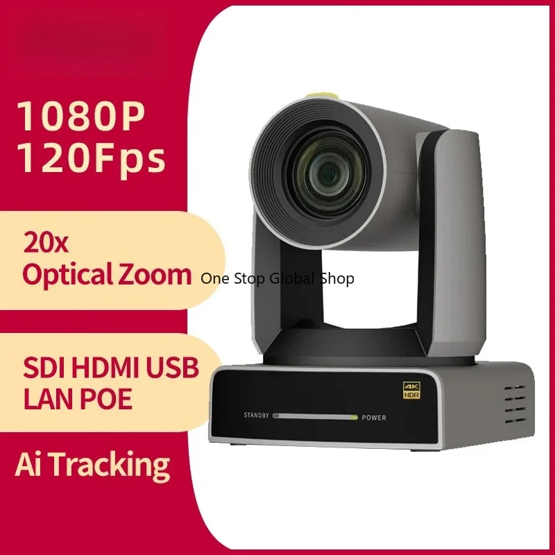 1080P120FPS 20X Optical Zoom AI Auto Tracking POE Camera 3G-SDI USB3.0 IP Live Streaming Camera For Church Events Vmix