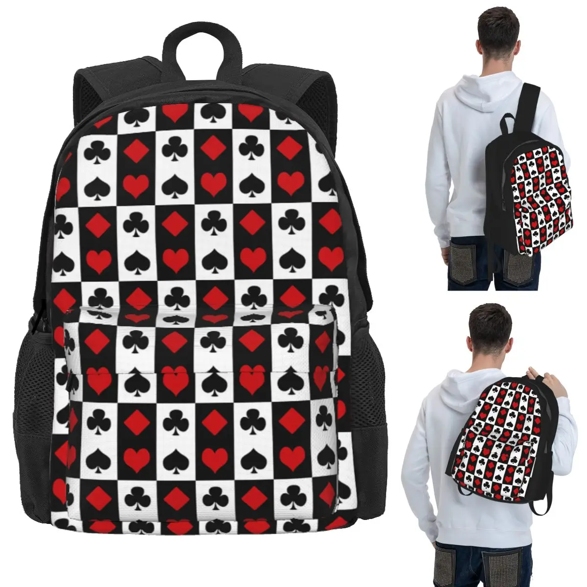 Playing Card Student Backpack School Bag Hiking Travel Daypack for Men Women Bookbag Shoulder Bags