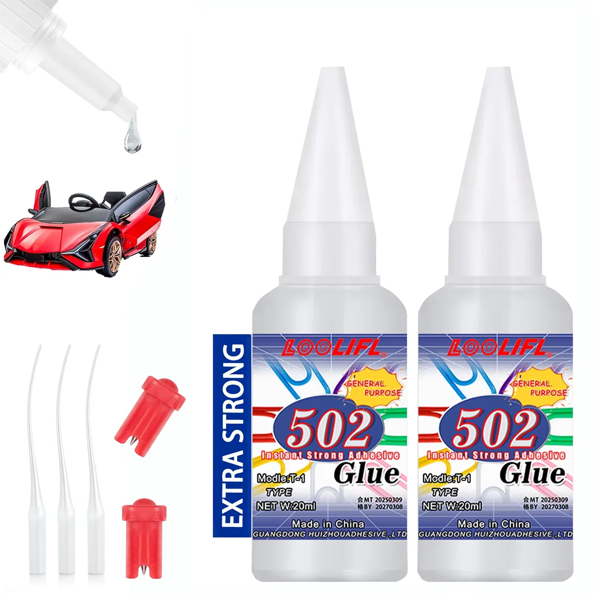 

Loolifl, 502 Super Glue, Instant Adhesive, Cyanoacrylic Acid, Strong Repair for Plastics, Wood, and Furniture (with Glue Opener)