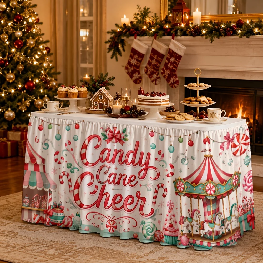 One table flag table skirt, cane candy for celebrating festivals as decoration, suitable for Christmas partieszyc