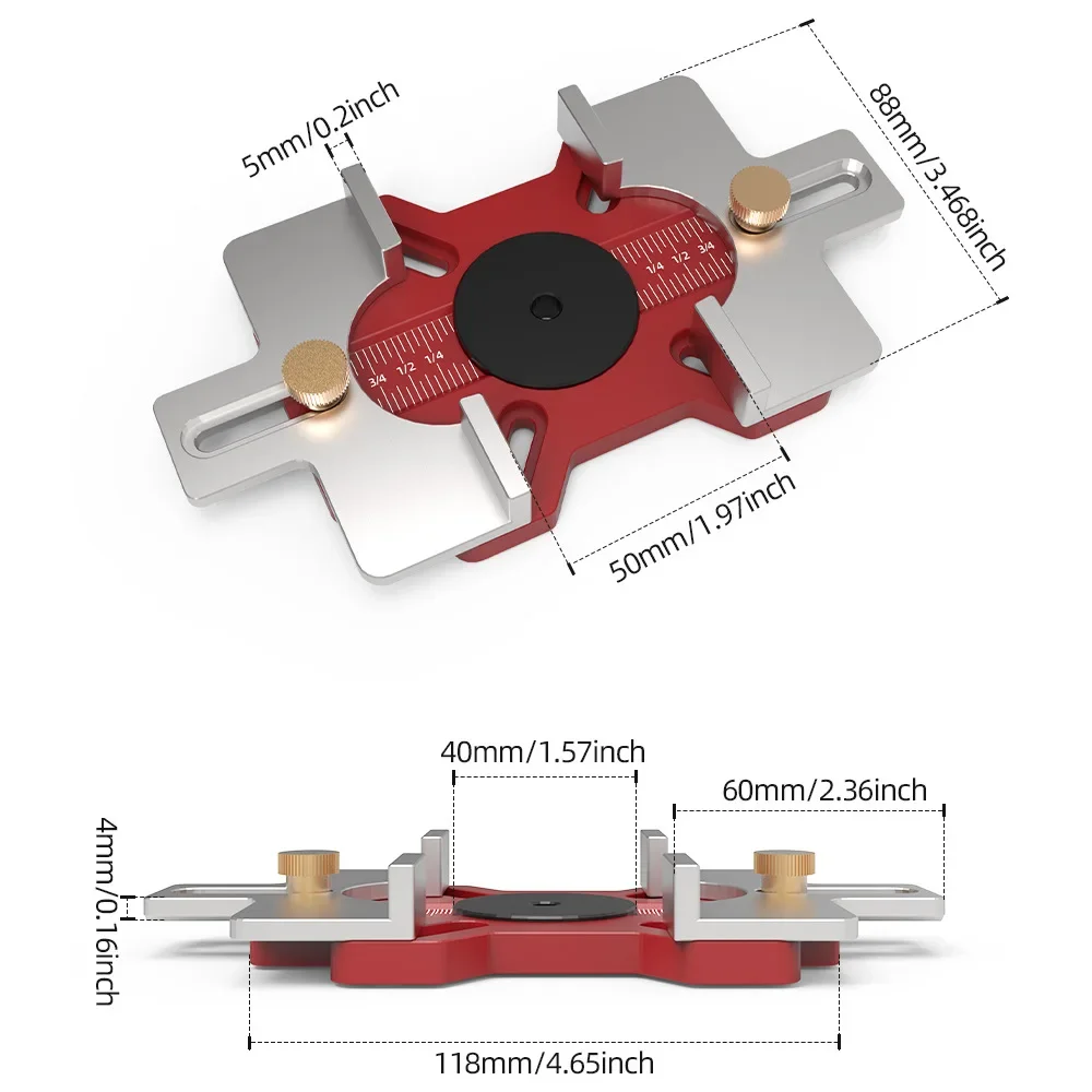 Woodworking 2-in-1 Slotted Invisible Fastener Slotting Bracket Router Base Mortising Jig Trimmer Router Tool Fastening Bracket
