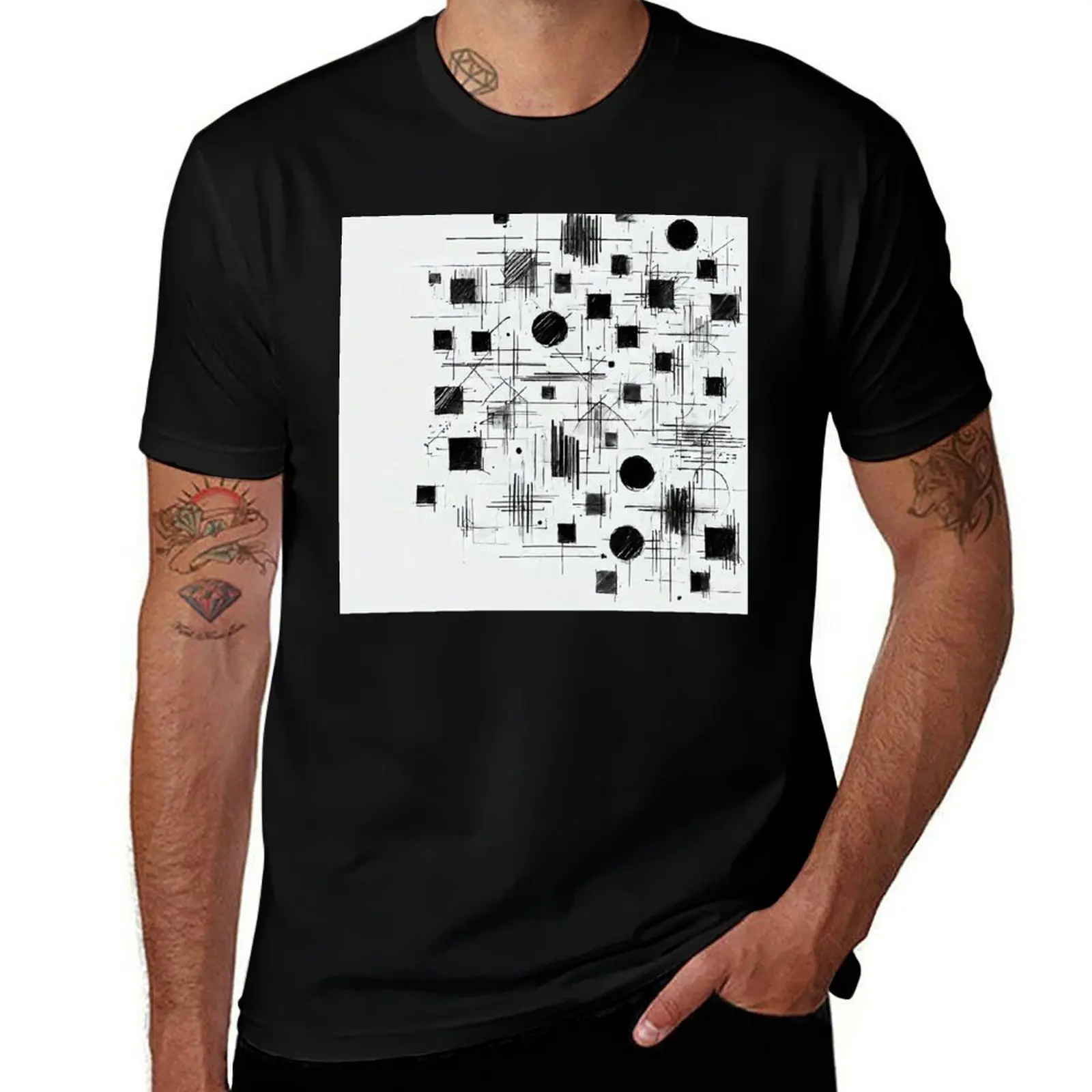 

Abstract Geometry T-Shirt funny shirt cotton luxury designer basketball graphic tees blacks oversized t shirt men