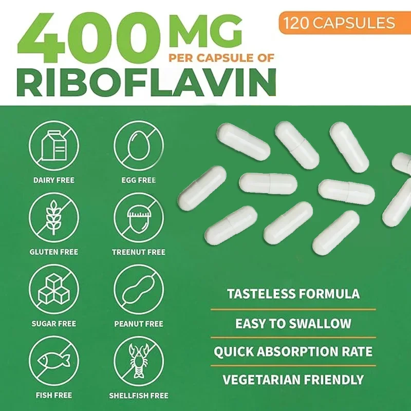 Vitamin B2( Riboflavin) 400mg - Energy, Skin and Cell Health, Nervous System Support