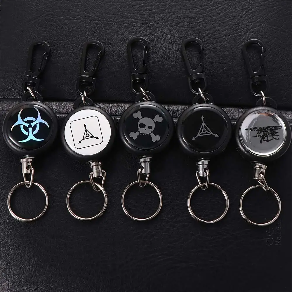 

Pull Belt Cord Badge Holder Steel Rope Lanyard Clip Retractable Keychain Retractable Keyring Key Chain Holder Elastic Key Chain
