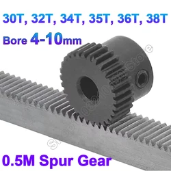 1Pc 0.5 Modulus Spur Gear Bore 4 5 6 8-10mm 0.5M Metal Transmission Pinion Gear 30T 32T 34T 35T 36T 38T Convex Gear Motor Parts