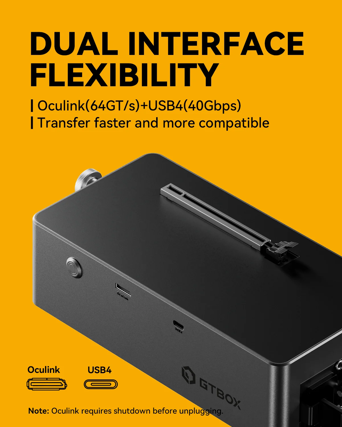Dock GTBOX G-DOCK EGPU com OCulink USB4, fonte de alimentação Huntkey 800W integrada para estação de acoplamento de placa gráfica externa de PC