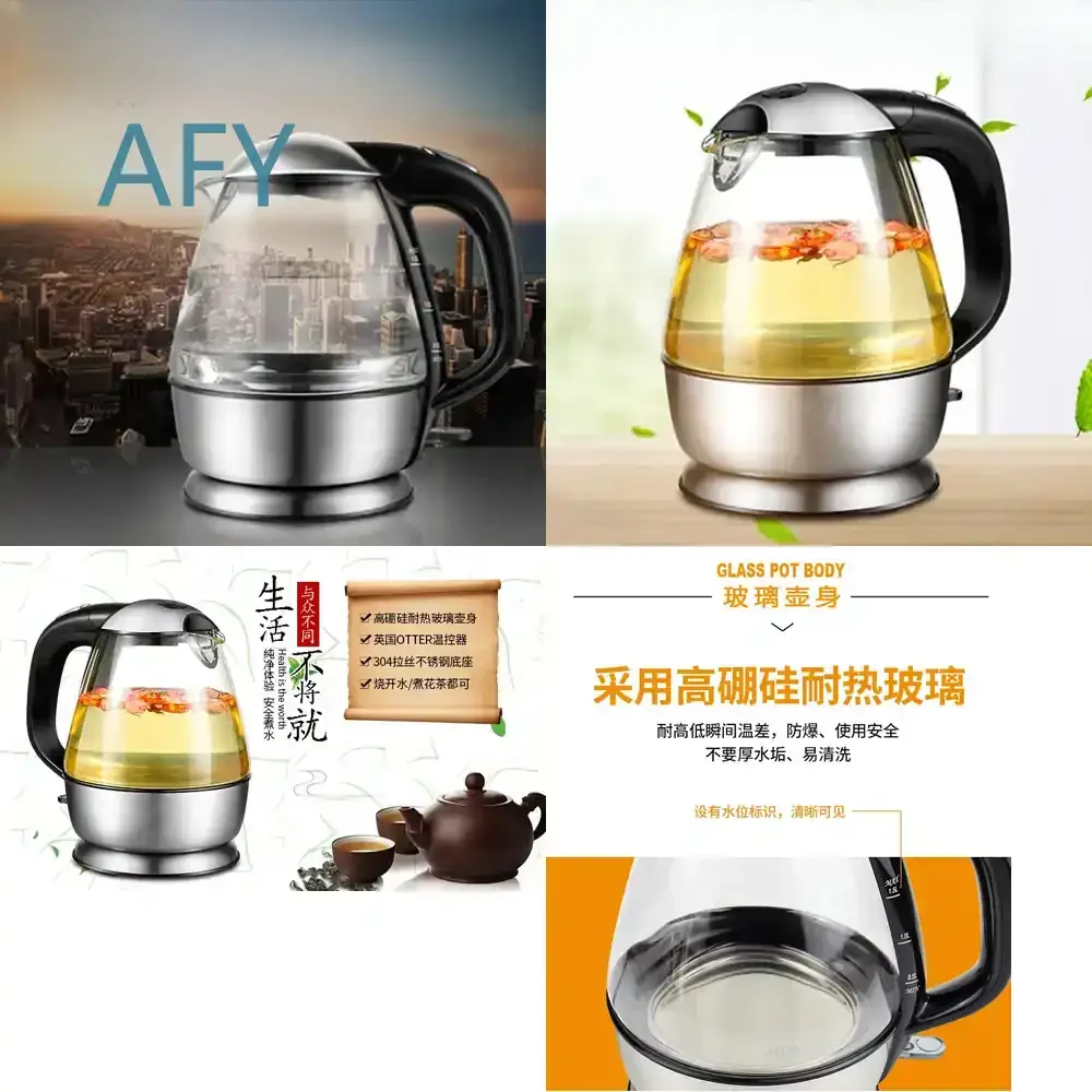 17 Automatic Electric Kettle for Tea Maker Household Glass Thermostat Kettle for Home Kitchen Appliance Fast Boiling Water