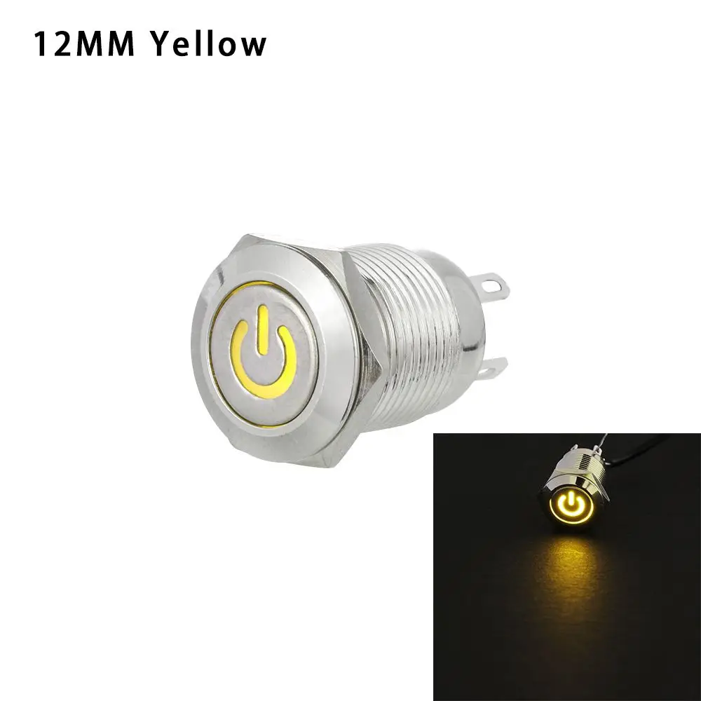 Useful Durable Metal Car LED Power Momentary Switch 16/12mm Push Button LED ON/OF