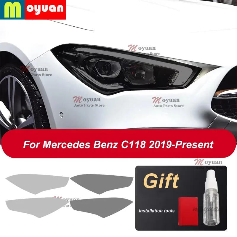 

Car Headlight Protective Film Transparent Black TPU Sticker For Mercedes Benz CLA Class C118 2020 CLA45 AMG CLA250 Accessories