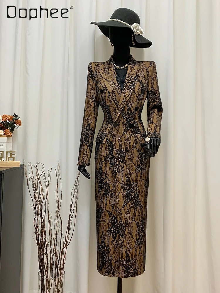 

High-end Fashion Deep Camel Trench Coat 2025 Autumn New French Style Elegant Slim Fit Women's Light Luxury Trendy Long Coats